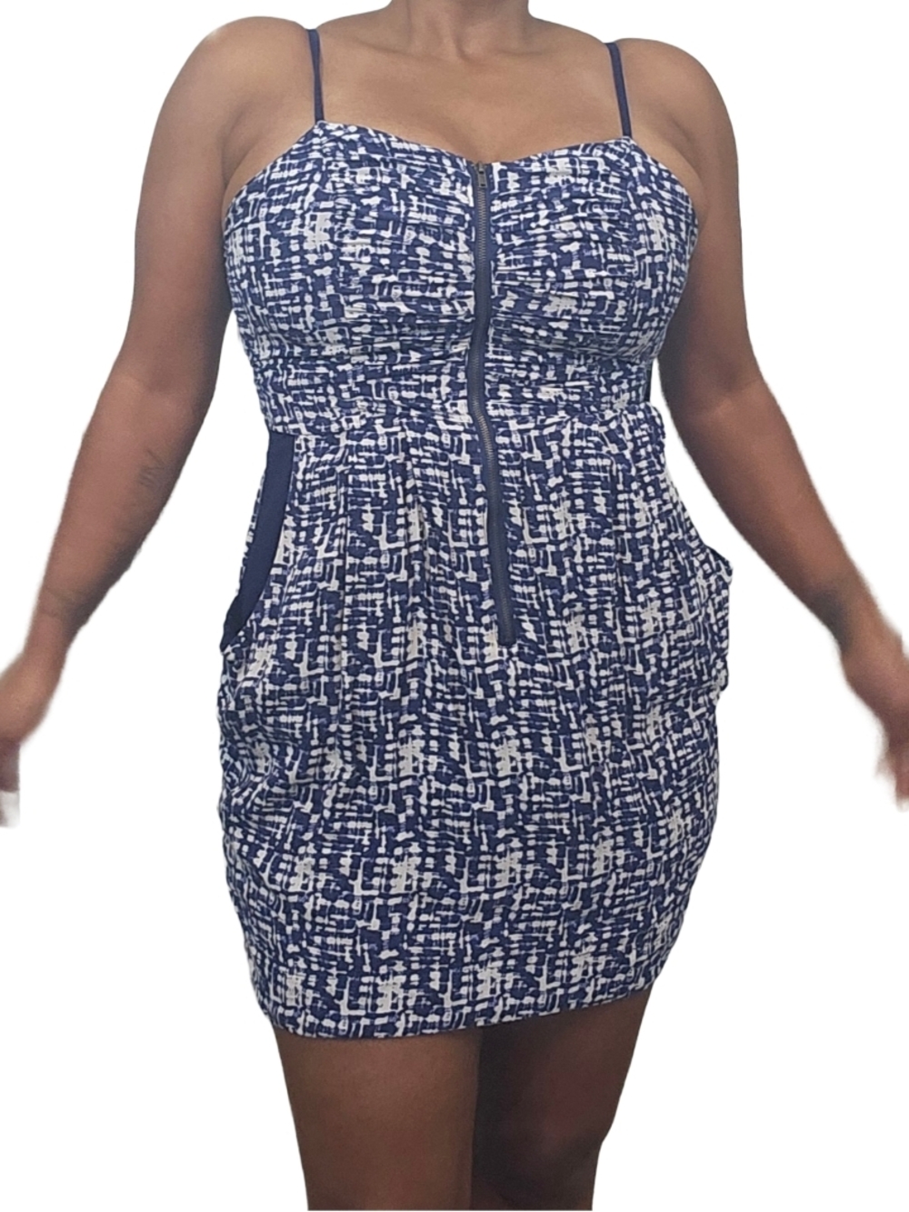 Forever 21 Blue & White Printed Mini Dress